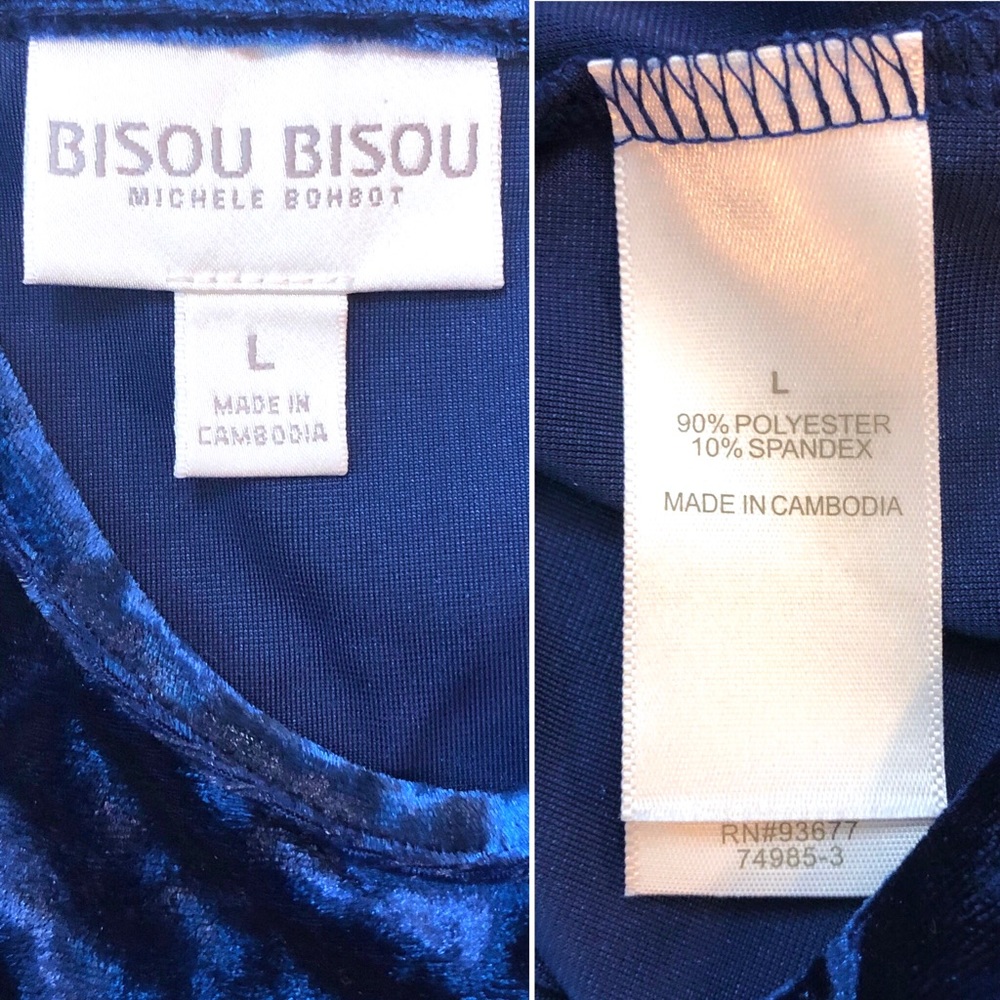 Blue Crushed Velvet Bisou Bisou Top - Picture 4 of 5